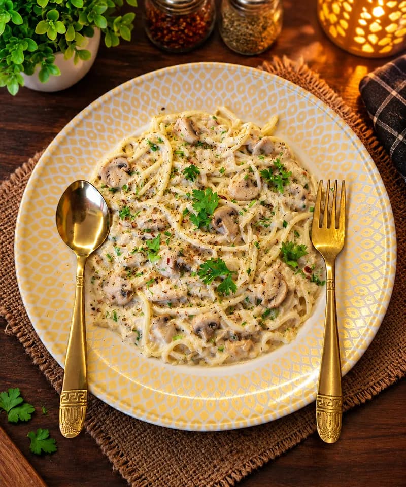 Alfredo Spaghetti Mushroom Pasta