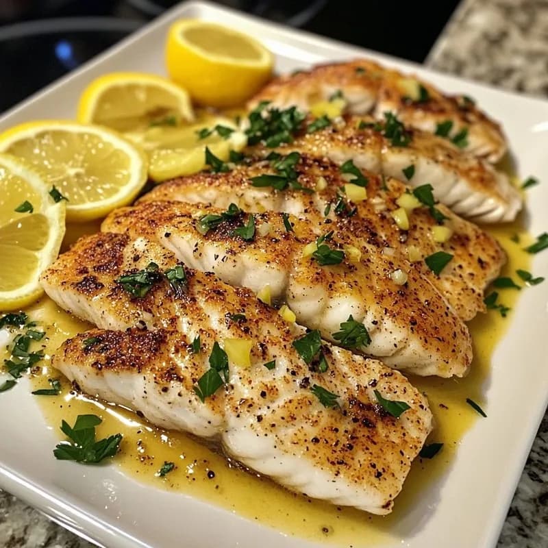 Grilled Fish in Lemon-Butter Garlic Sauce
